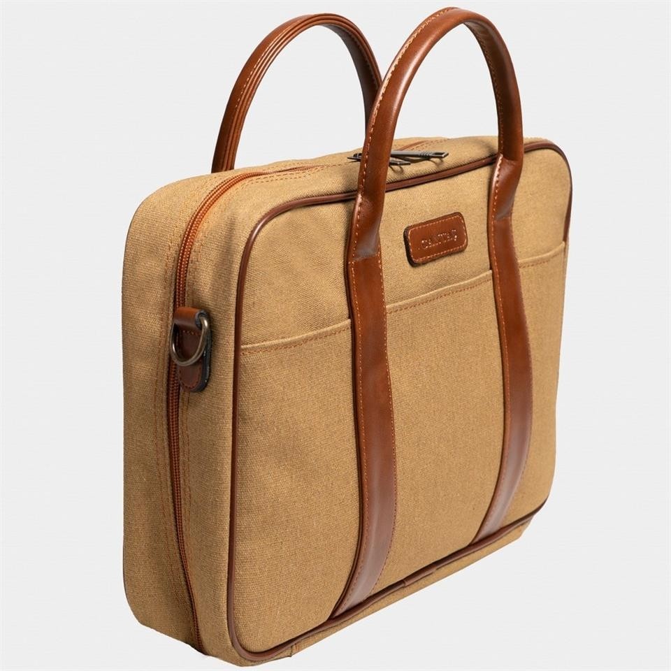 Çanta Yurdu Retro Kanvas 40x29 Evrak Ve Laptop Çantası 15 Inç Camel görsel 3