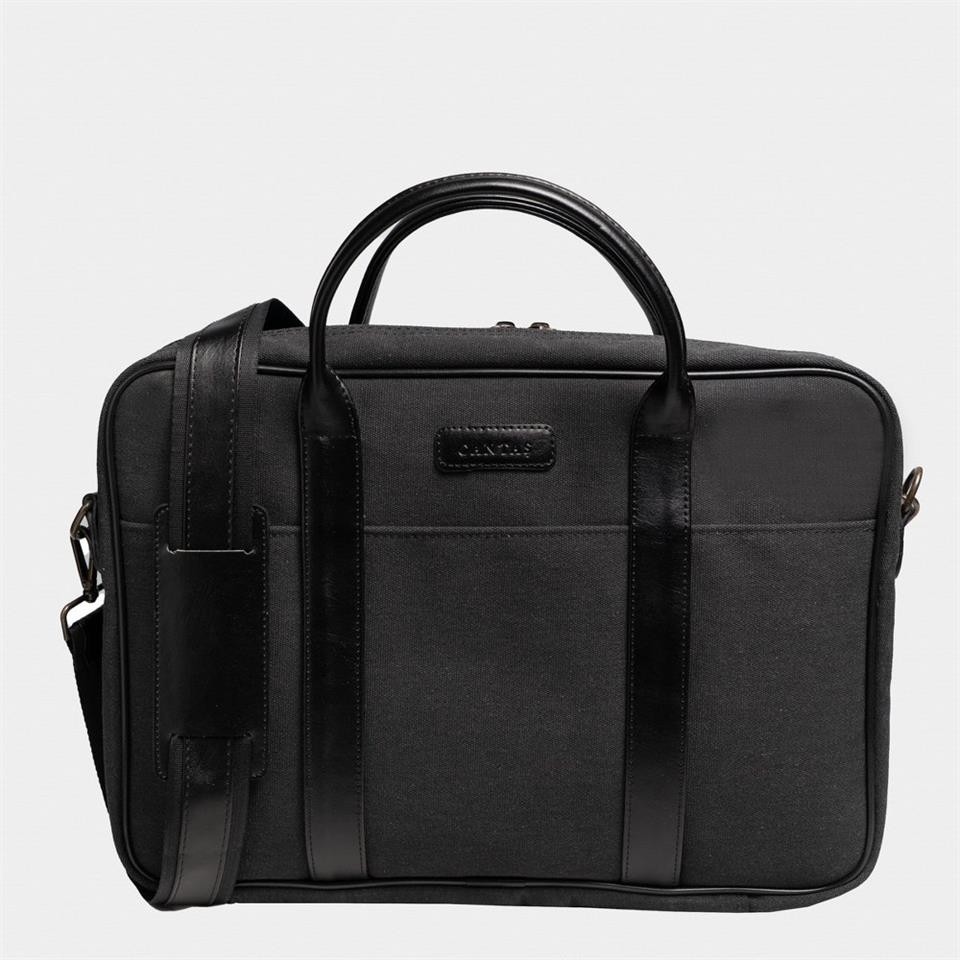 Çanta Yurdu Retro Kanvas 35x23 Evrak Ve Laptop Çantası 13 Inç Siyah görsel 3