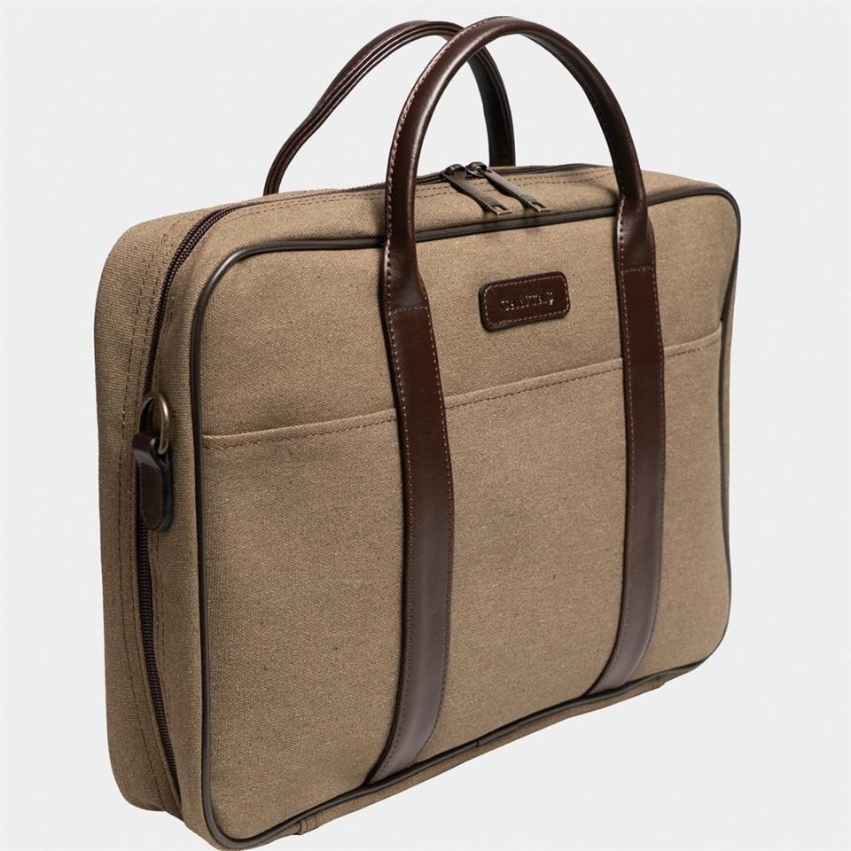 Çanta Yurdu Retro Kanvas 40x29 Evrak Ve Laptop Çantası 15 Inç Haki görsel 2