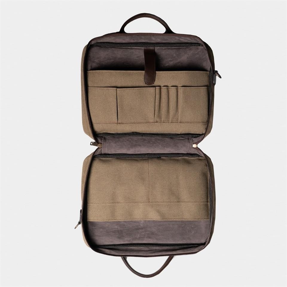Çanta Yurdu Retro Kanvas 40x29 Evrak Ve Laptop Çantası 15 Inç Haki görsel 4