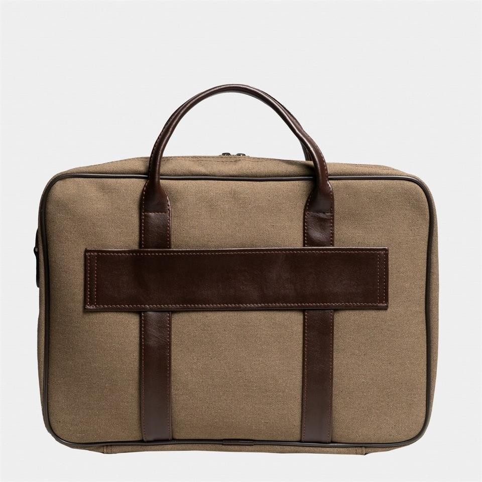 Çanta Yurdu Retro Kanvas 35x23 Evrak Ve Laptop Çantası 13 Inç Haki görsel 3