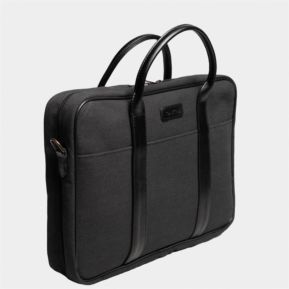 Çanta Yurdu Retro Kanvas 40x29 Evrak Ve Laptop Çantası 15 Inç Siyah görsel 2
