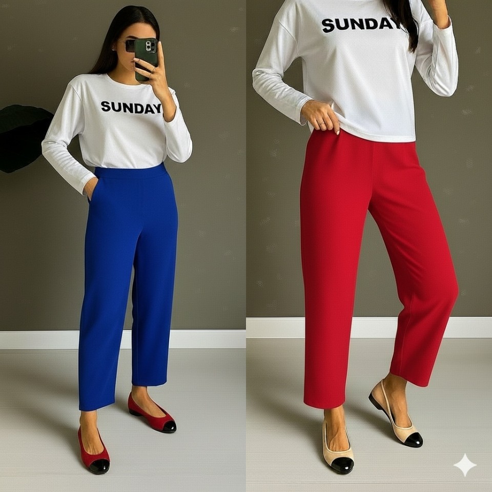 Aesco Kadın Yüksek Bel Krep Pantolon görsel 6