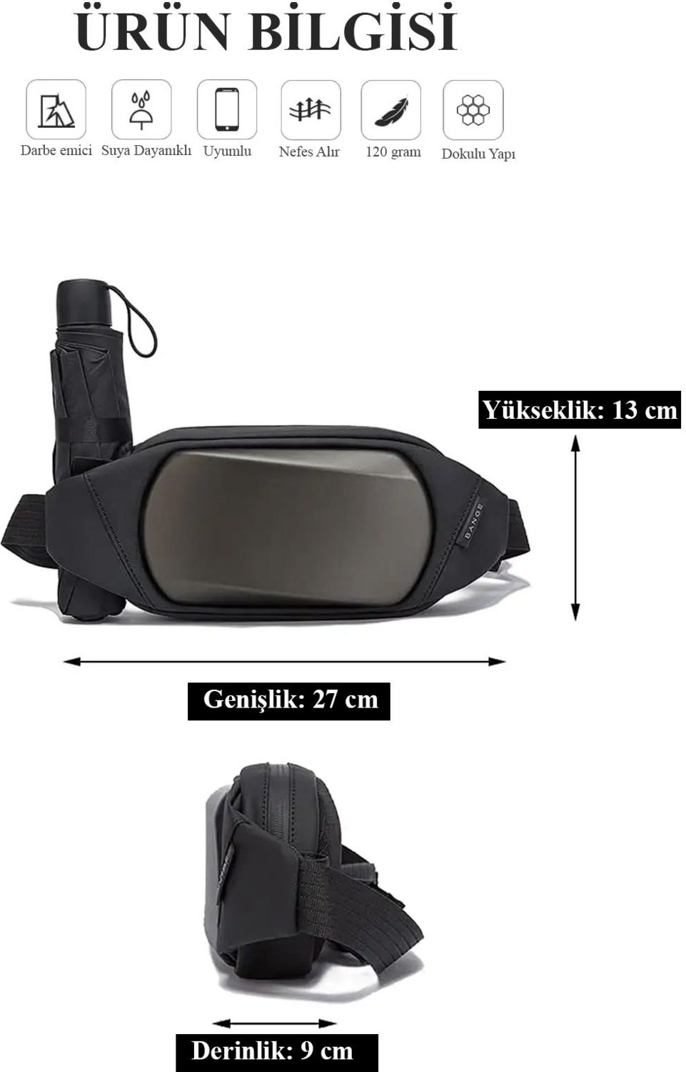 Av A Dos Unisex Bel Çantası Kabuklu Bel Çanta Suya Dayanıklı Çapraz Göğüs Çantası Bodybag Günlük Spor Yürüyüş görsel 2