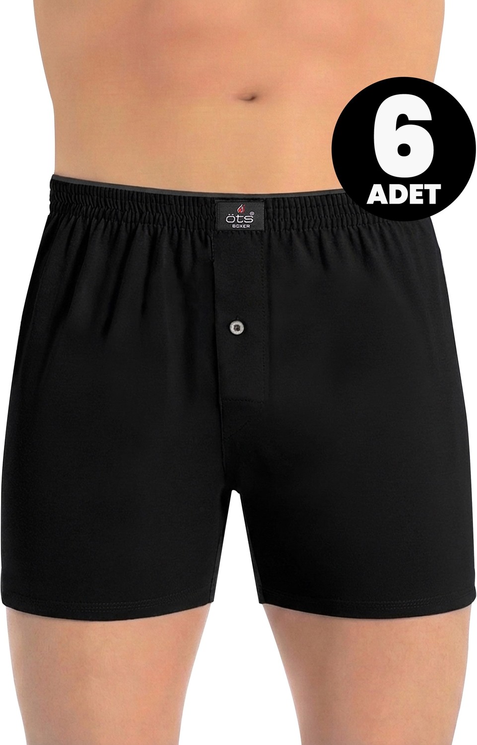 Öts Erkek 6’lı %100 Pamuk Boxer Düğmeli Süprem Kumaş Ekstra Konforlu Kalıp (2655-6)