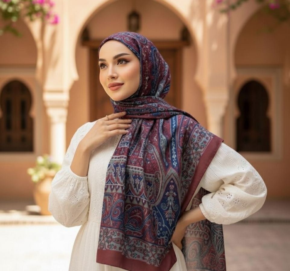 Revam Collection Etnik Retro Desenli Pamuk Şal