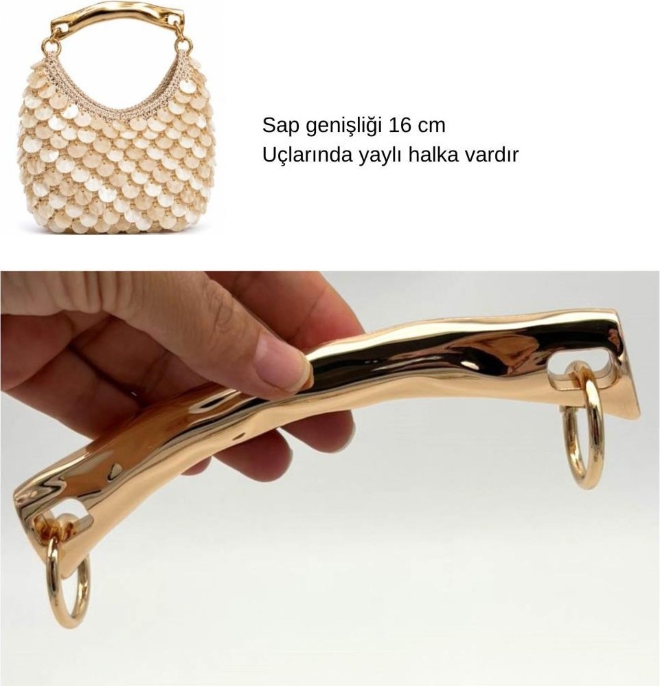 Angel Çanta Aksesuar 16 cm Kavisli Model Çanta Sapı Light Golden Renk