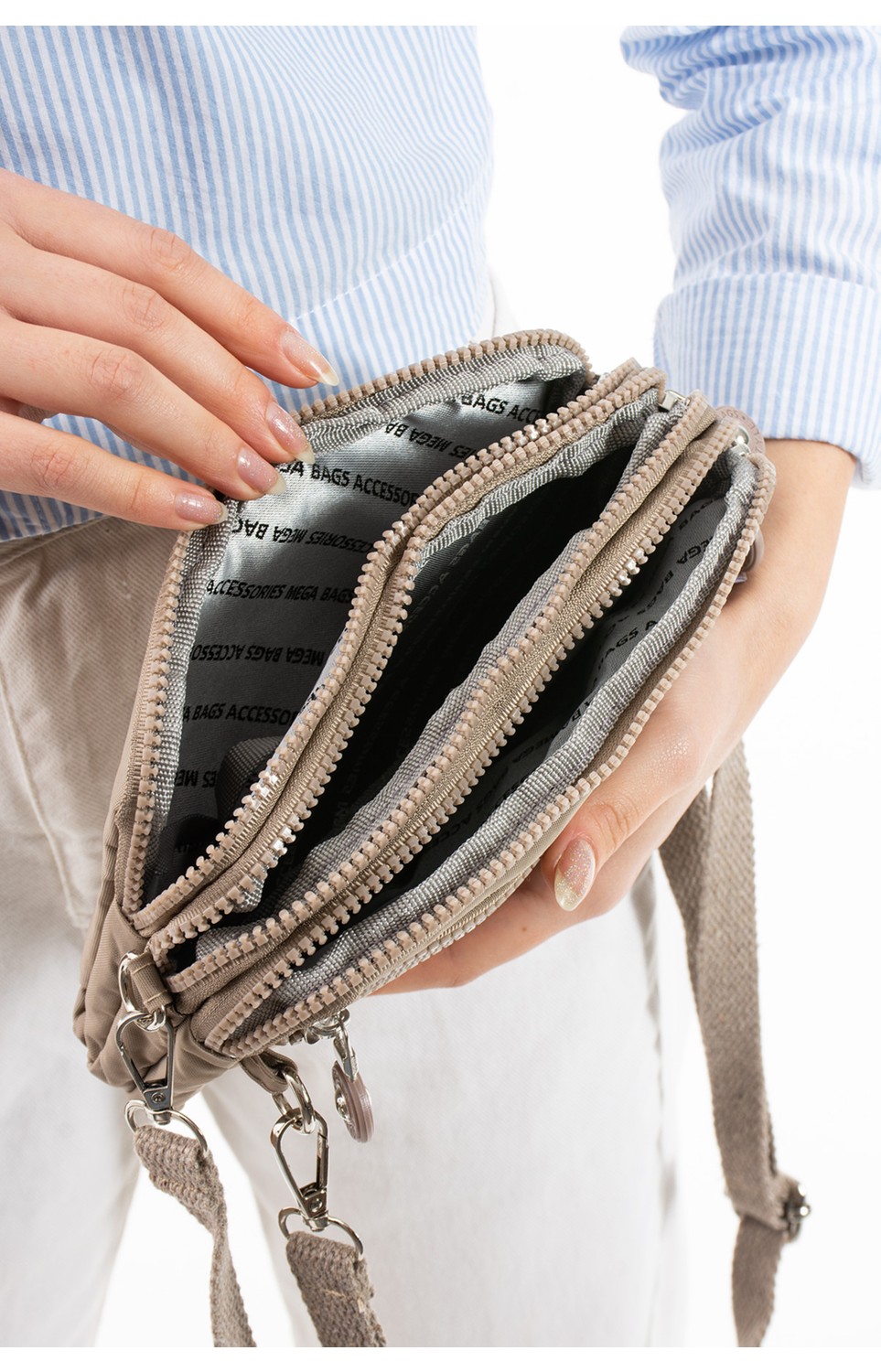Mega Çanta M 231 Mega Bag Krinkıl Kumaş El Omuz Çantası, Telefonluk (Yatay), Clutch görsel 7