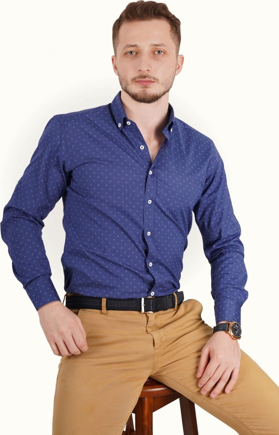 Etikmen Siyah Nokta Desenli Slimfit Erkek Gömlek