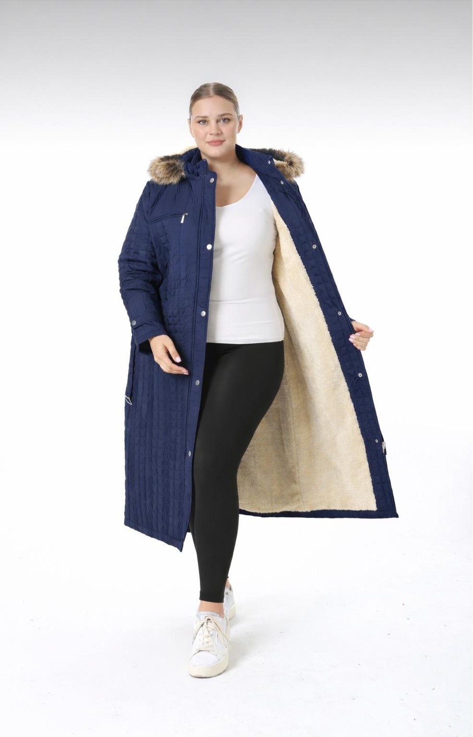 TUTveAL Collection Su Itici Mont, Büyük Beden Kaban,büyük Beden Kapitone, Içi Tüylü Mont, Araboy Mont,kışlık Mont görsel 6