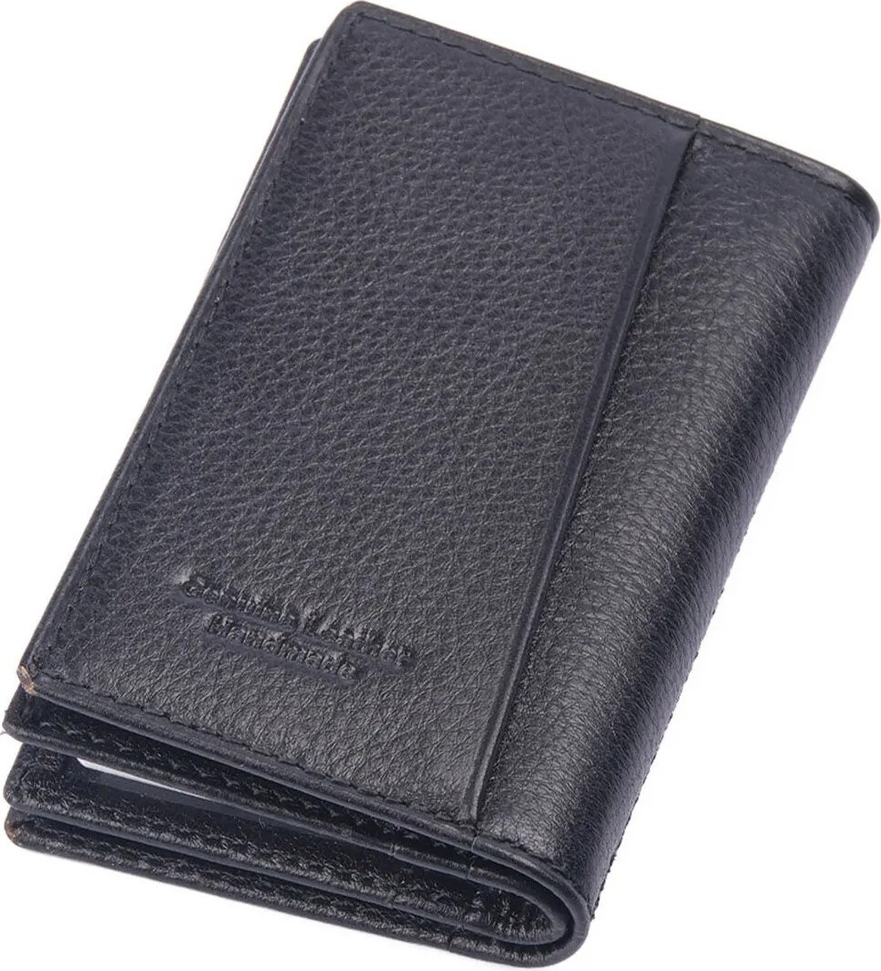 Gencer Leather Hakiki Deri Dikey Kartlık Siyah görsel 6