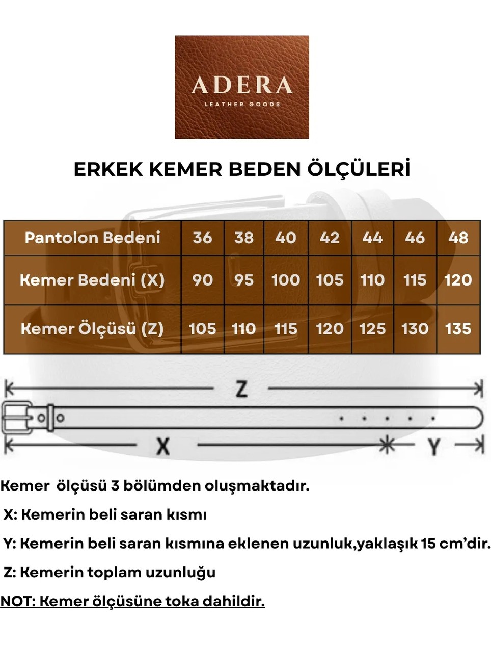 Adera Erkek %100 Hakiki Deri Kahverengi Kemer görsel 4