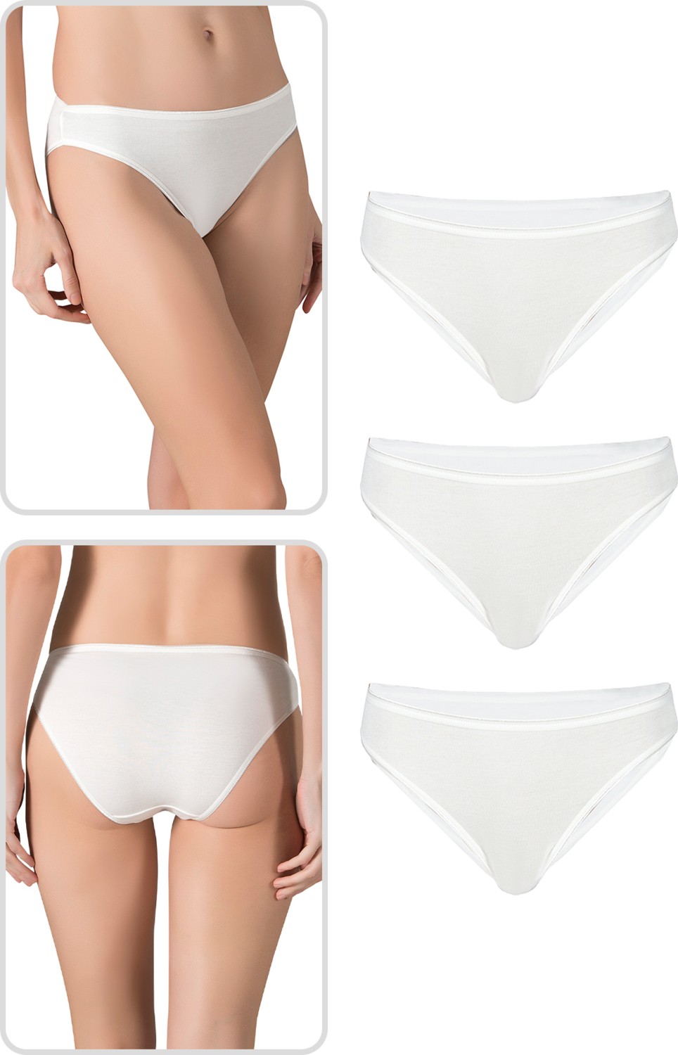 Özkan Underwear Özkan 23926 3'lü Paket Kadın Viskon Esnek Rahat Slip Külot