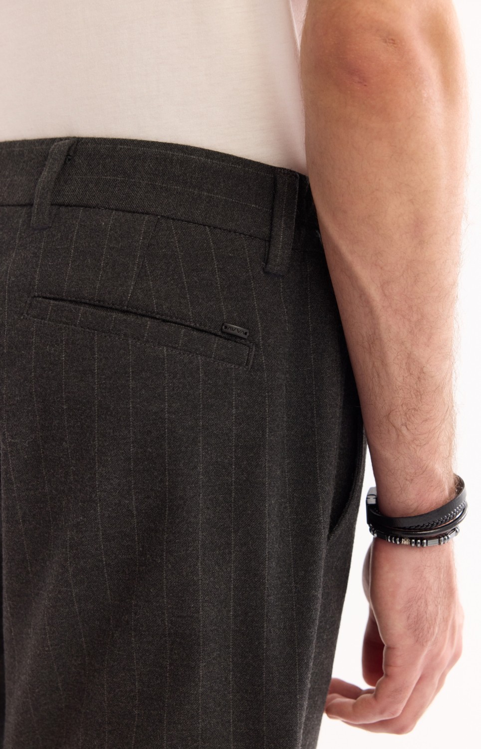 AVVA Erkek Antrasit Viskon Karışımlı Kolay Ütülenen Çizgili Slim Fit Pantolon A52Y3006 görsel 6