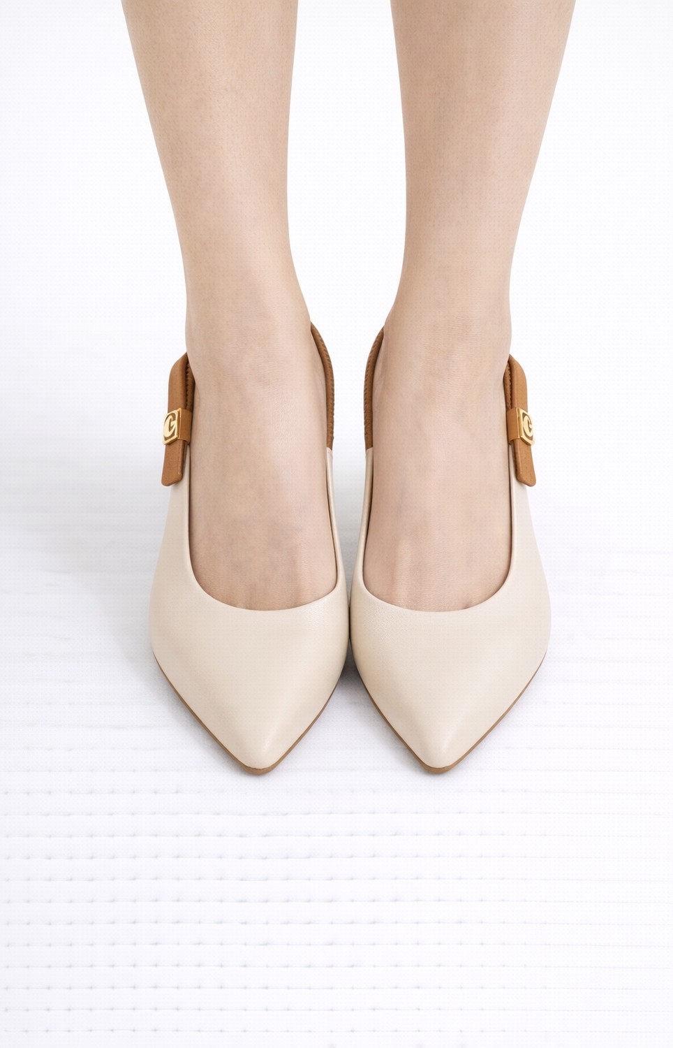 Dadwolf Kadın Slingback Topuklu Ayakkabı Sivri Burun 5,5 cm Orta Topuk Bantlı Zarif Günlük Ofis Stiletto görsel 5