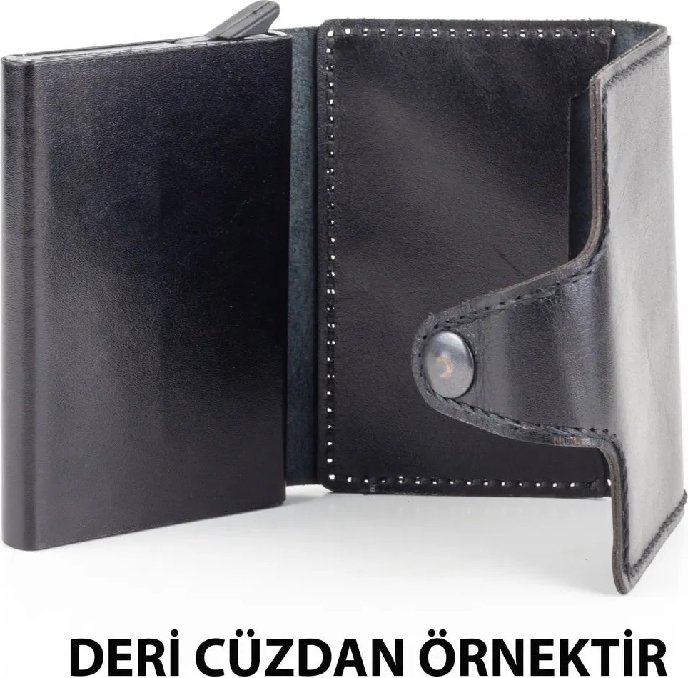 Airyfoot Siyah Otomatik Mekanizmalı Metal Kredi Kartlık Kartvizitlik görsel 2