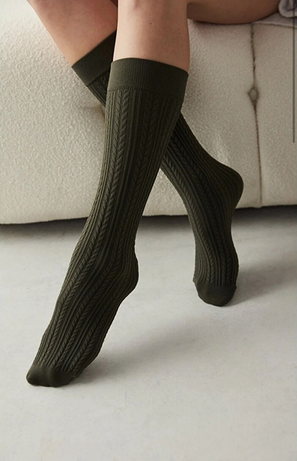 Penti Kadın Knit Haki 200 Denye Kalın Kışlık Kendinden Desenli Dizaltı Pantolon Çorabı 2'li