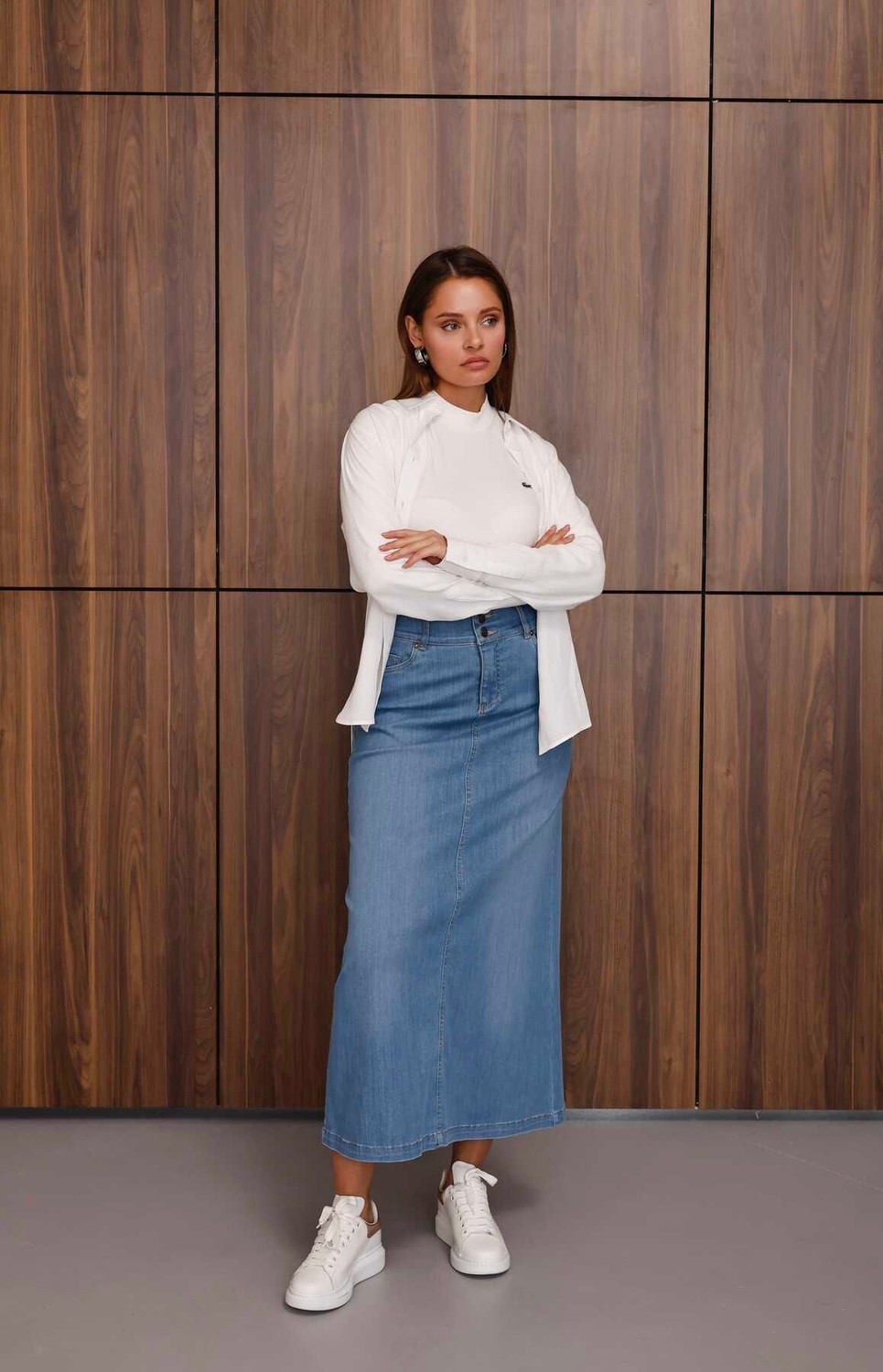 Neways 2254-DENIM Ara Boy Klasik Etek Mavi görsel 5