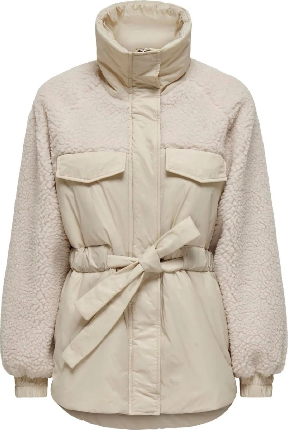 Only Onlarıanna Padded Mıx Teddy Jacket Kadın Krem Renk Uzun Kol Günlük Stil görsel 8