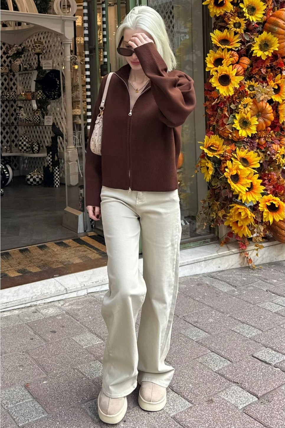 Madmext Siyah Çift Fermuarlı Dik Yaka Kadın Triko Hırka MG2505 görsel 4