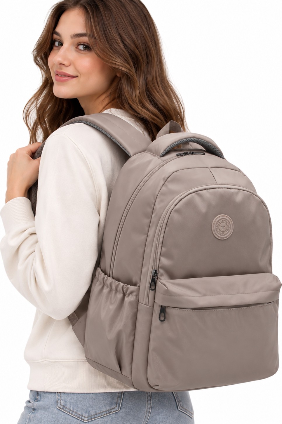 Bevitton Su Geçirmez Kumaş Moden Okul Çantası Vizon Unisex Okul Sırt Çantası 2200