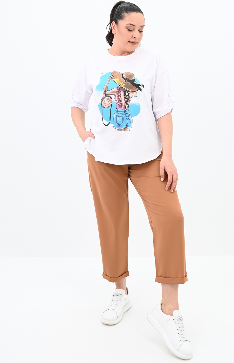 Koza Kadın Büyük Beden Oversize T-Shirt Takım 8104-24