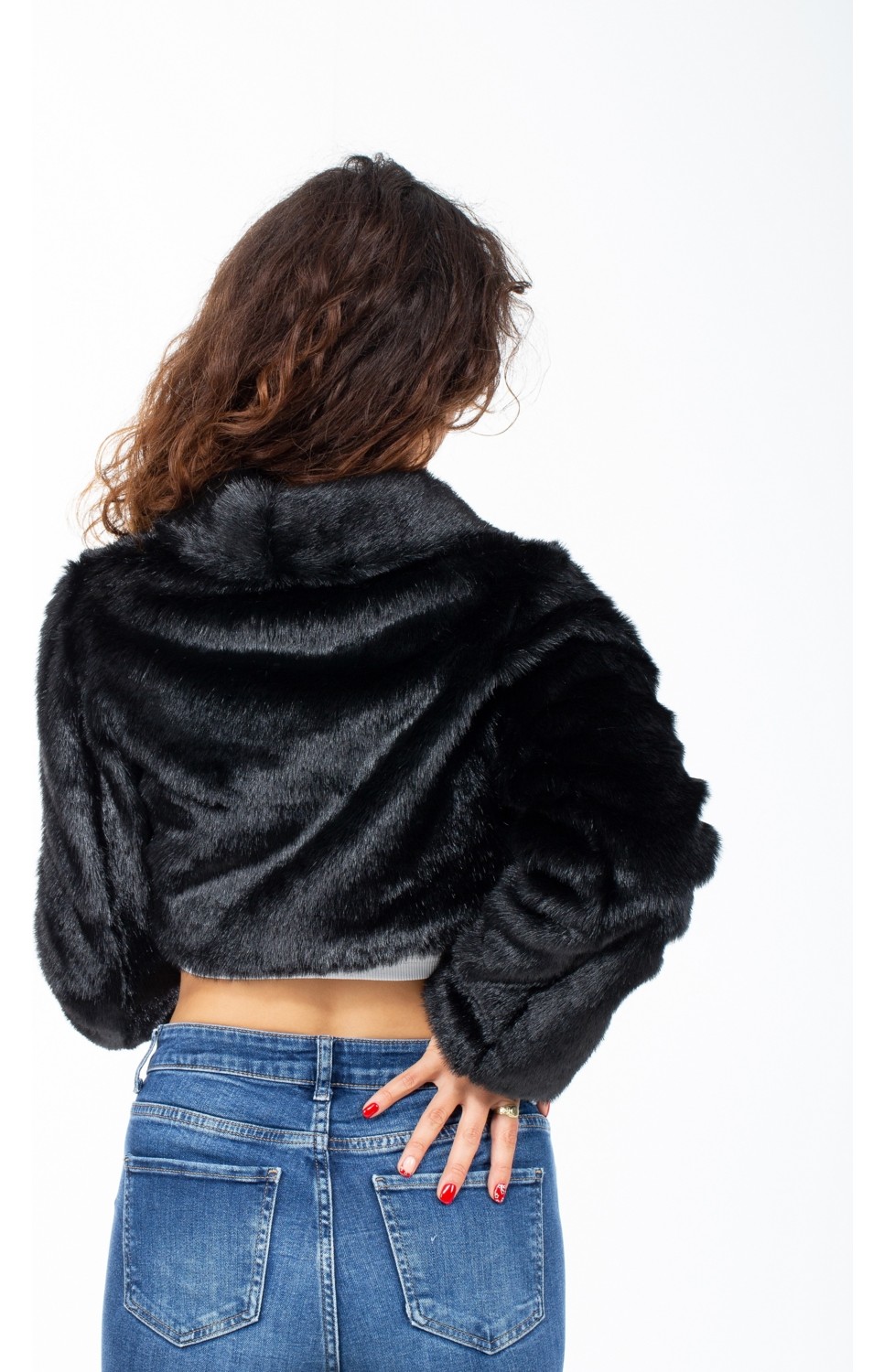 KürkZone Broşlu Taşlı Kürk Abiye Etol Bolero görsel 7
