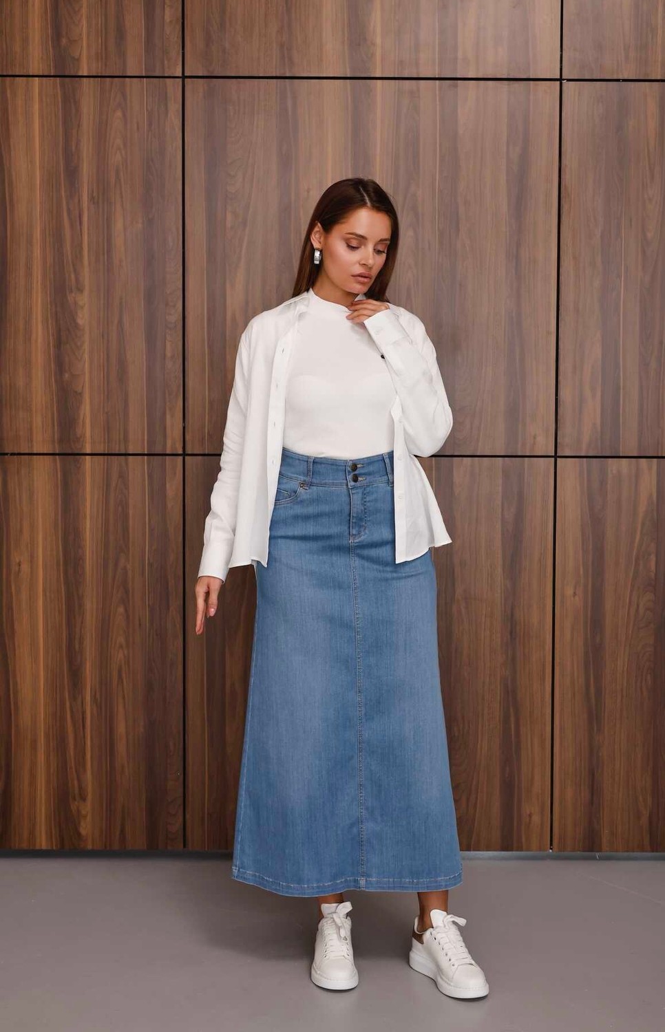 Neways 2254-DENIM Ara Boy Klasik Etek Mavi
