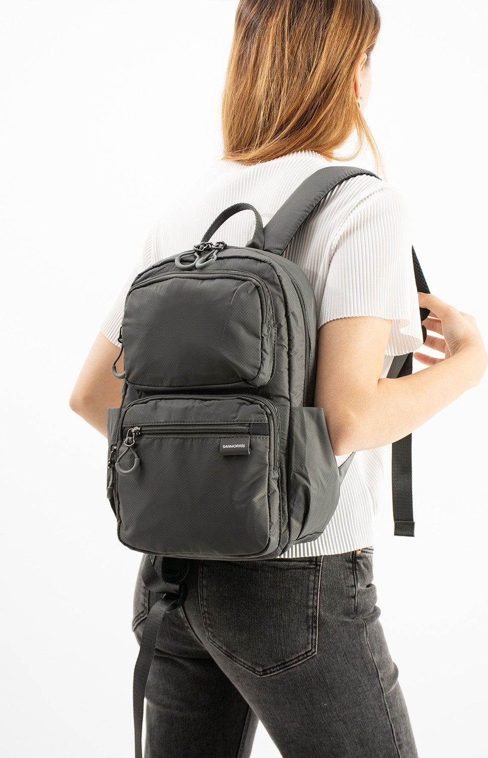 Viatox Vs 6032 Unisex Suya Dayanıklı Paraşüt Kumaş 5 Bölmeli Laptop Bölmeli Seyahat ve Okul Çantası Siyah