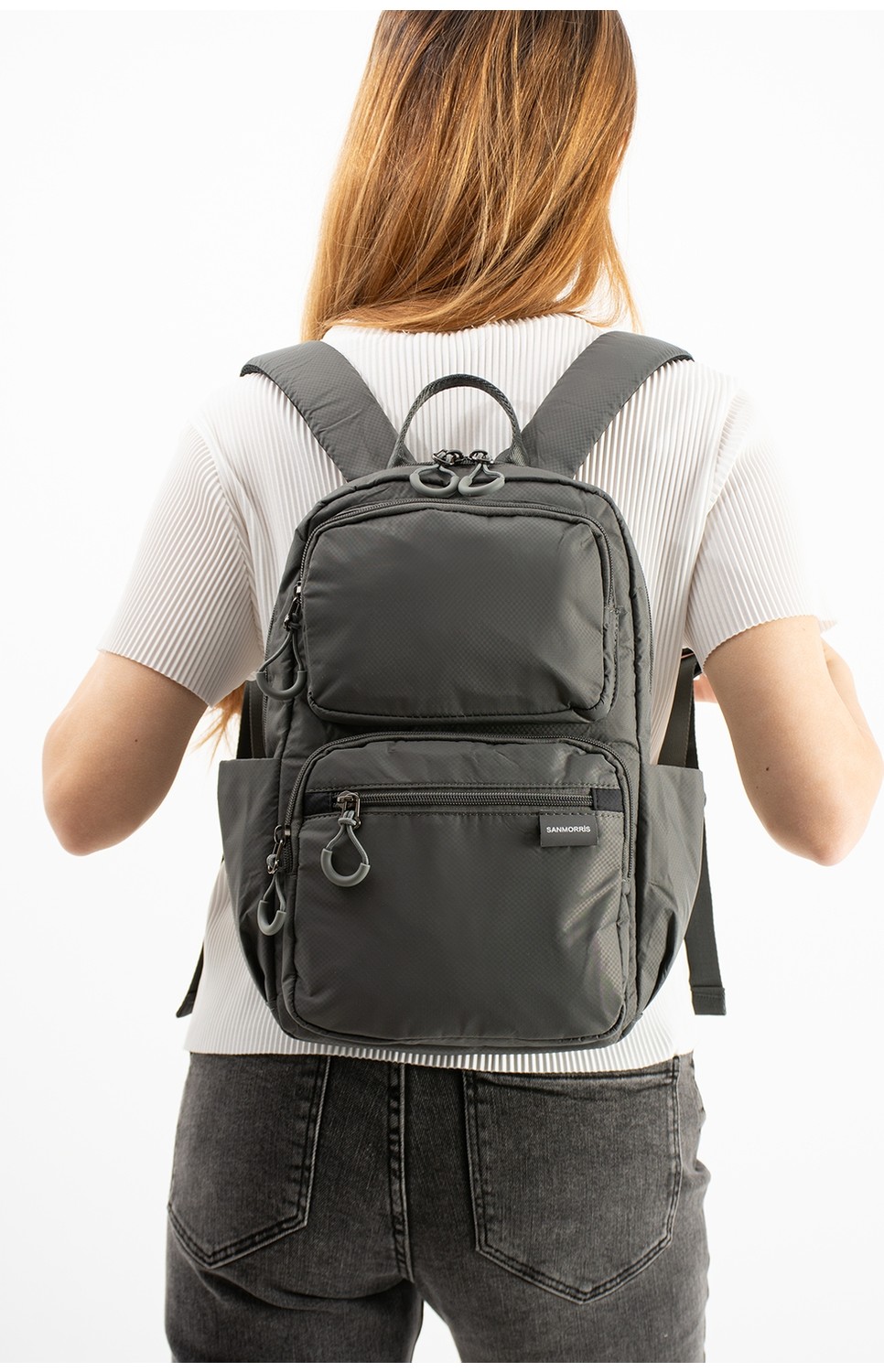 Viatox Vs 6032 Unisex Suya Dayanıklı Paraşüt Kumaş 5 Bölmeli Laptop Bölmeli Seyahat ve Okul Çantası Siyah görsel 2