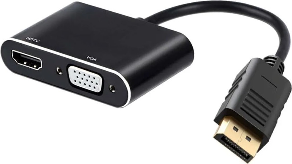 Aesco Coverzone Çoklayıcı Adaptör 2 In 1 Dp To VGA HDMI Kasa Bilgisayar Uyumlu Çevirici Adaptör Çok Portlu Çoklayıcı 2in1 Displayport To VGA HDMI ZR723 görsel 3
