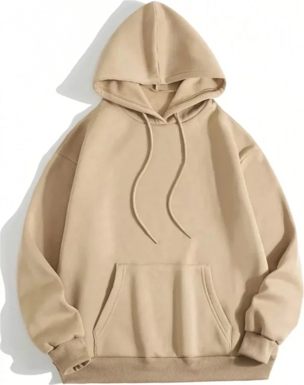 Pileli Store Erkek Düz Kapüşonlu Sweat - Bej