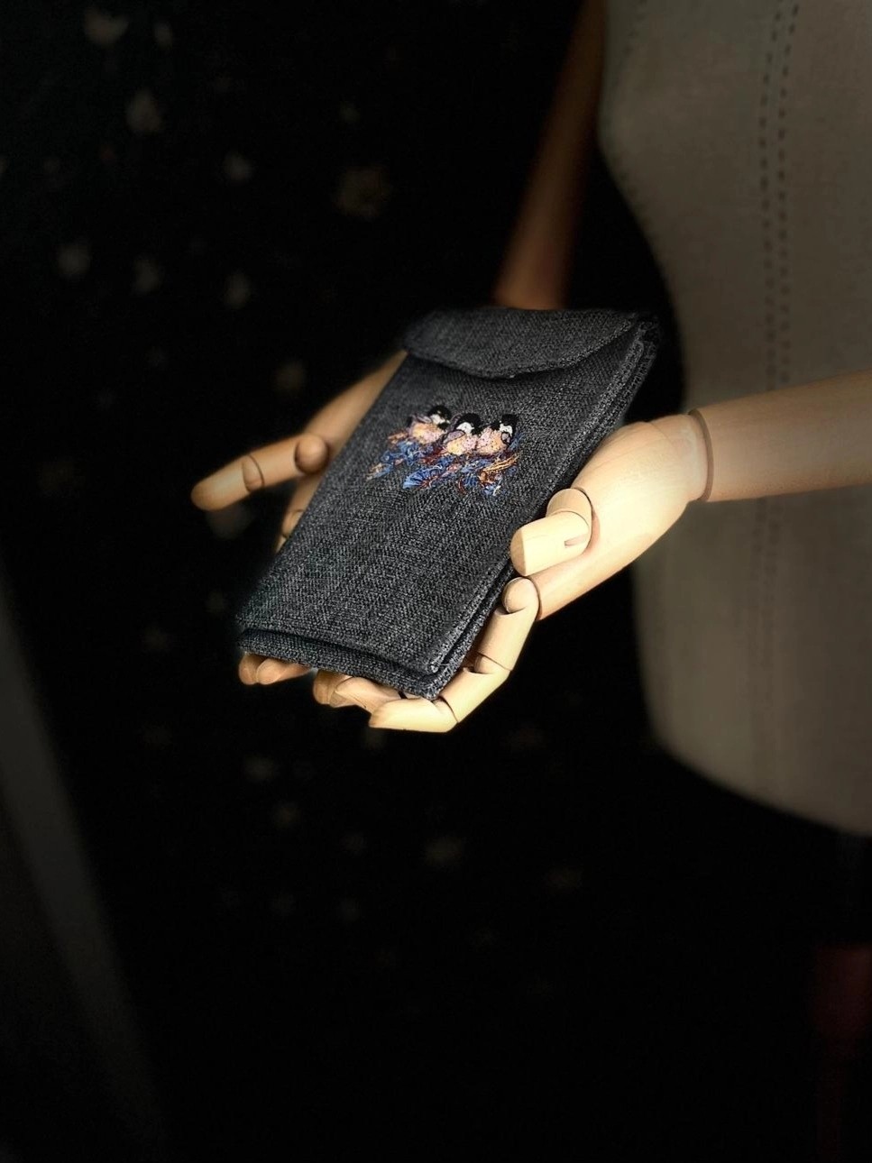 Ggart Handmade Meadov Nakış Işlemeli Keten Telefon Çantası, Telefon Kılıfı Artv4 görsel 3