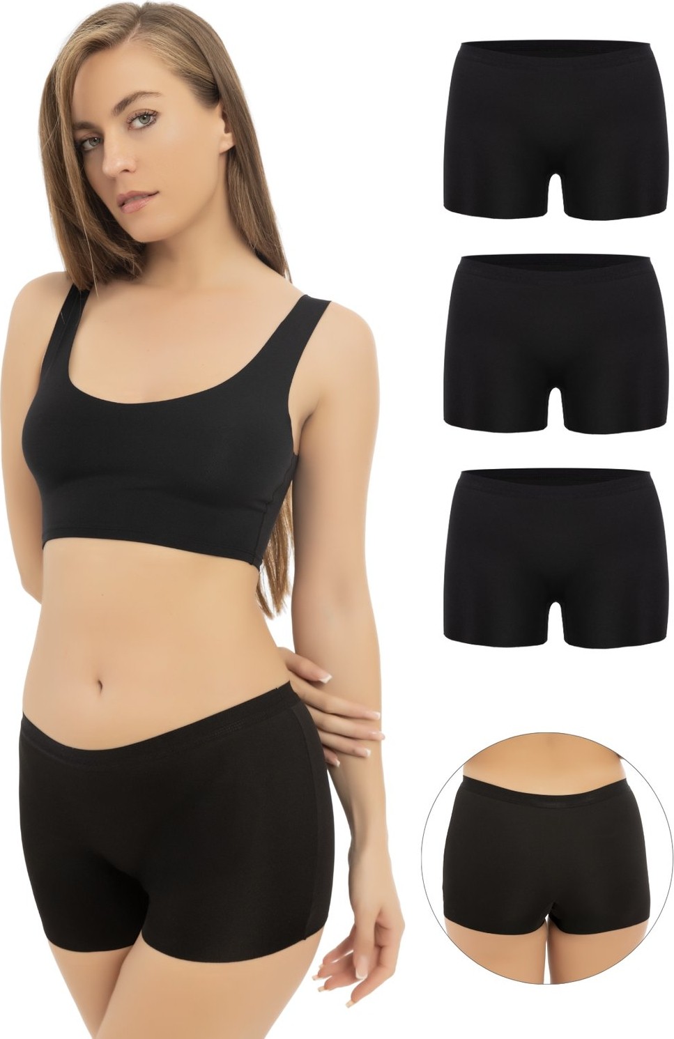 Arma Yıldız Basic Lazer Kesim Dikişsiz Kadın Boxer Külot 3'lü Paket