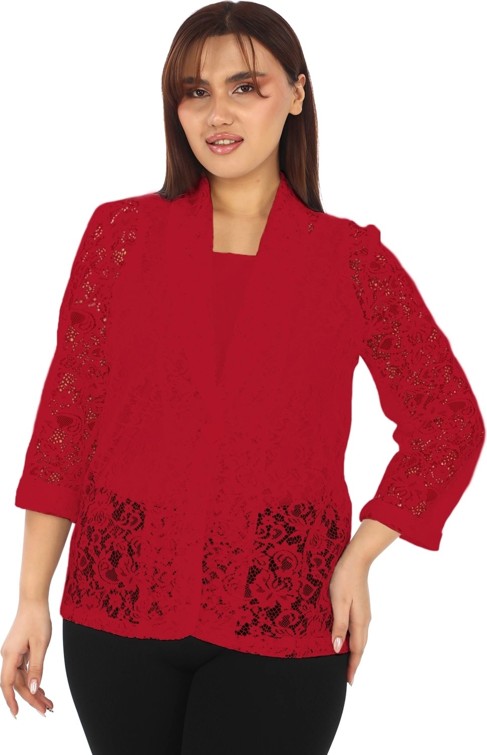 Lady Majestic Dantel Büyük Beden Kadın Ceket 44709 görsel 6