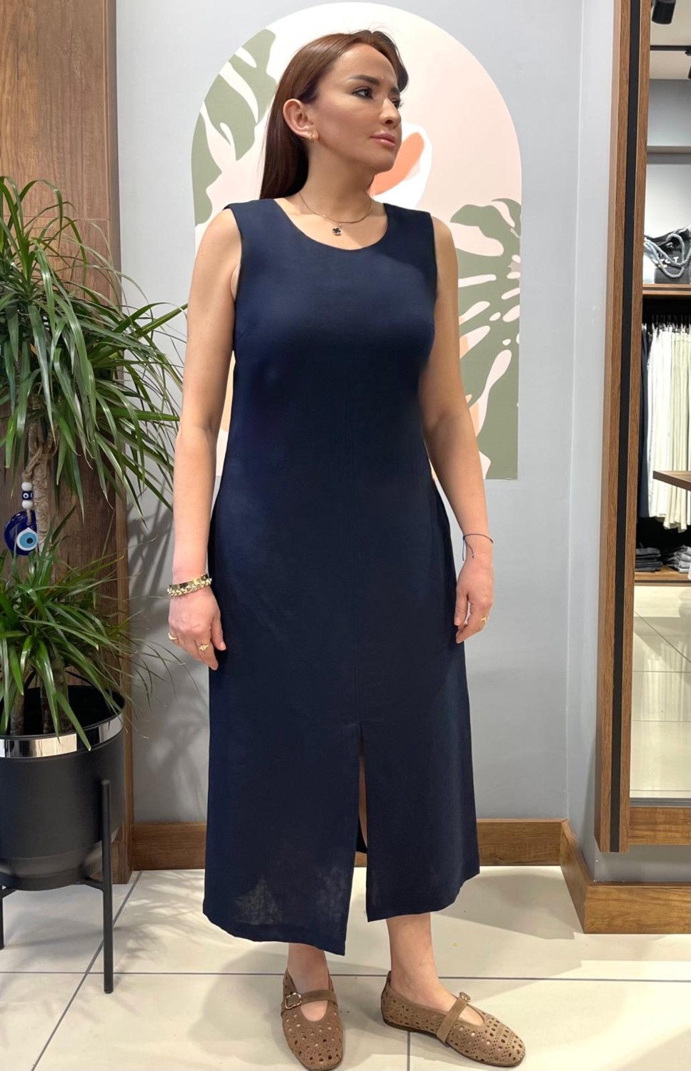 Arzu Özel Moda Atölyesi %100 Pamuk Keten Elbise. görsel 7
