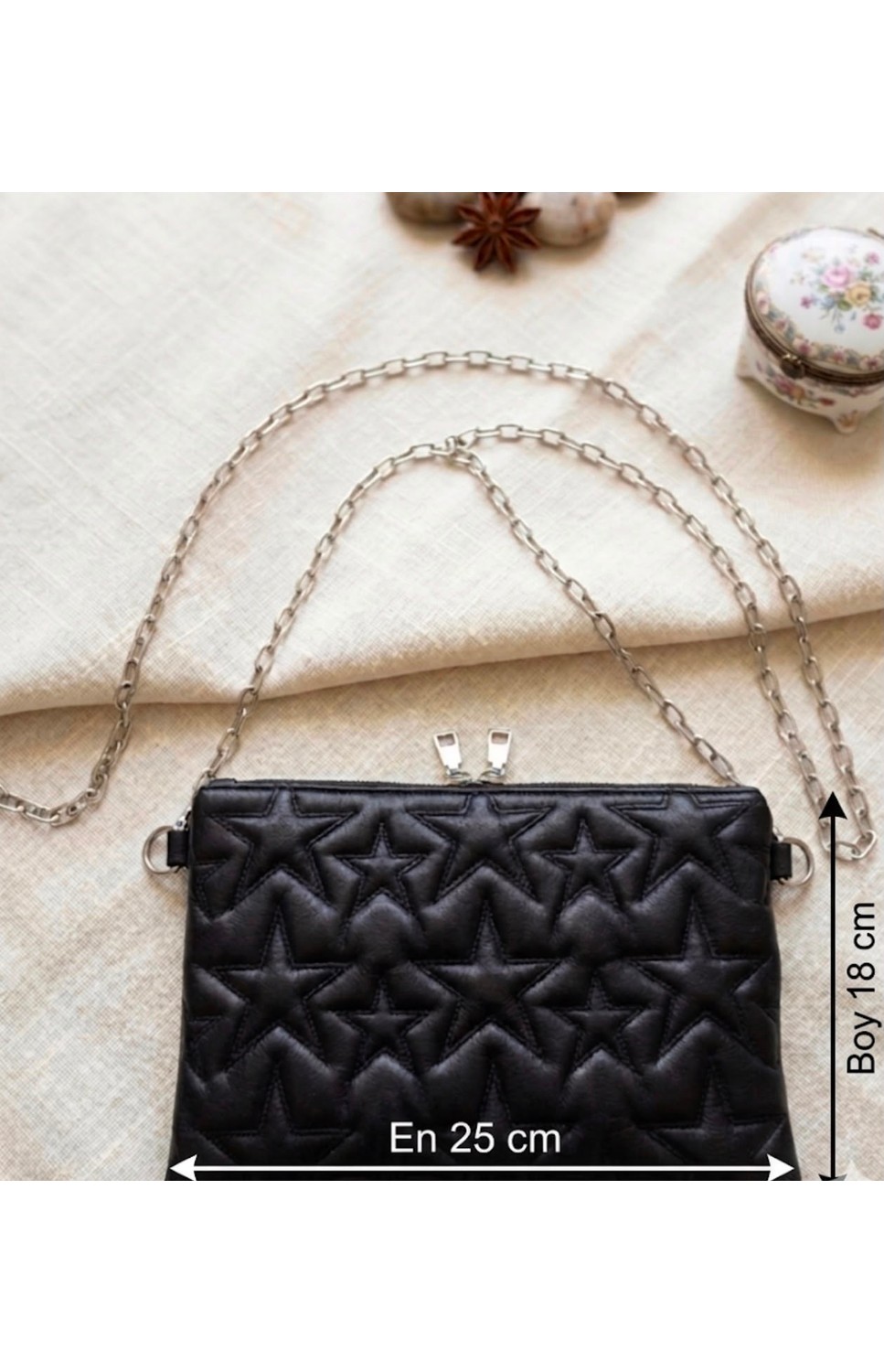 Addy Celestial Star Bag Yıldızlı Zincir Askılı El ve Omuz Çantası görsel 4