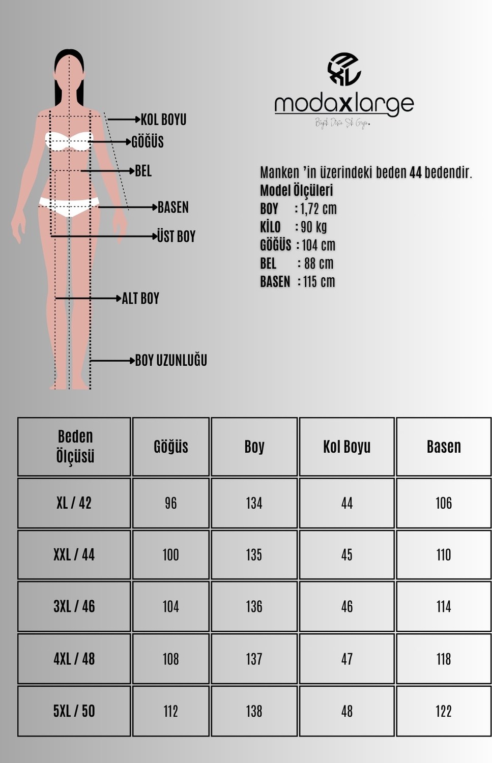 Koza Butik Kadın Büyük Beden Truvakar Kol V Yaka Uzun Elbise 5475-26 görsel 8