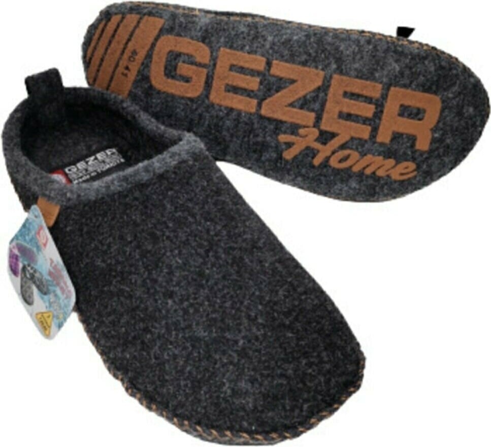 Gezer 13653 Siyah Erkek Keçe Ev Terliği Ses Yapmaz Ve Kaymaz Tabanlı görsel 3