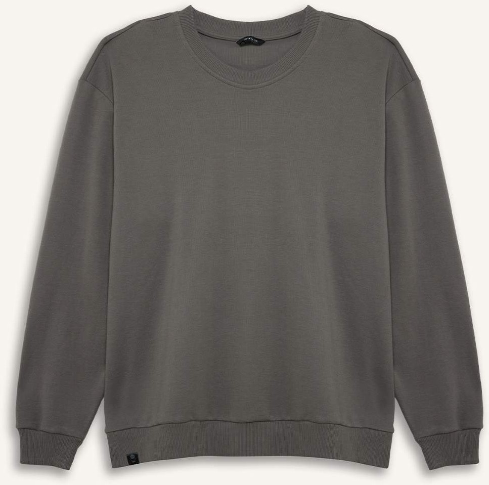 DeFacto Pamuklu Boxy Fit Büyük Beden Bisiklet Yaka Pike Sweatshirt H1001AX26SP görsel 7