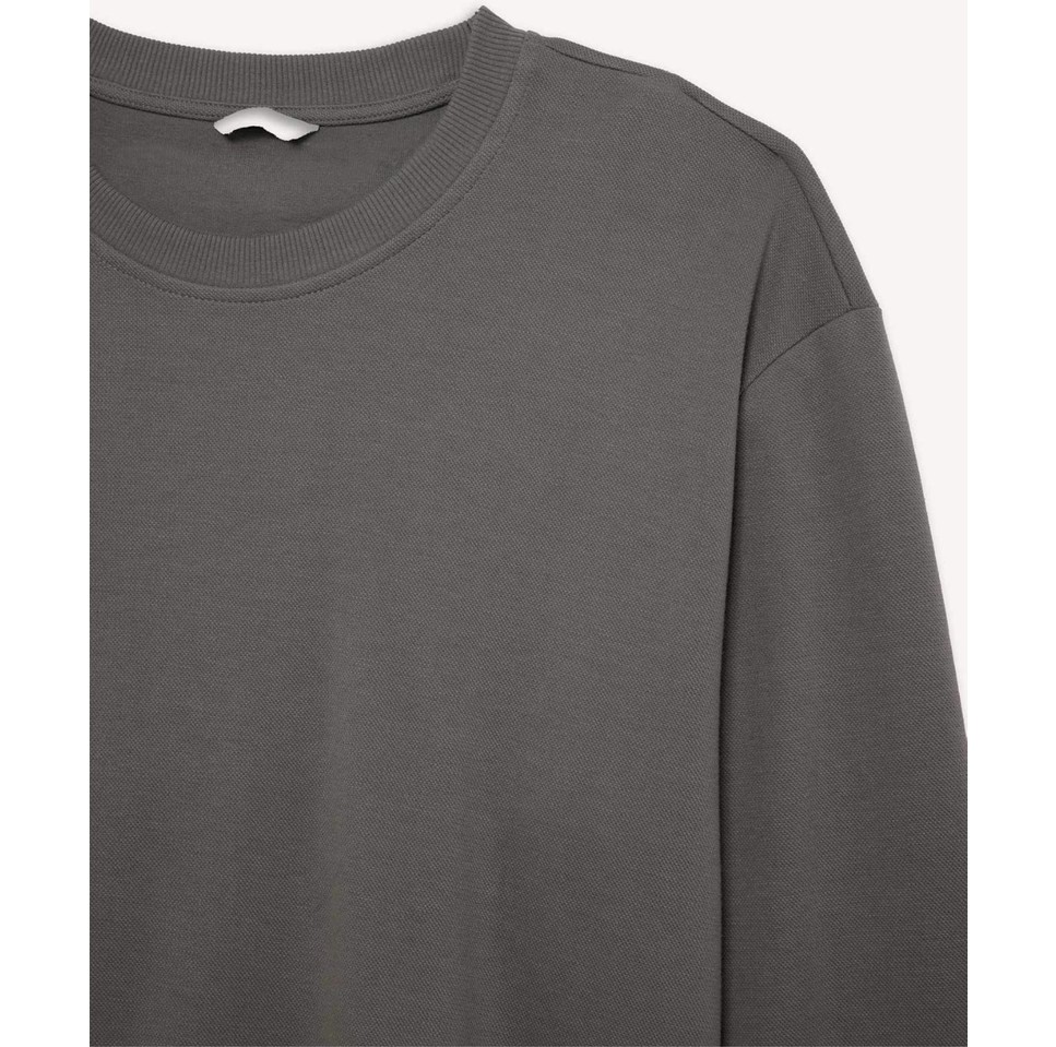 DeFacto Pamuklu Boxy Fit Büyük Beden Bisiklet Yaka Pike Sweatshirt H1001AX26SP görsel 8
