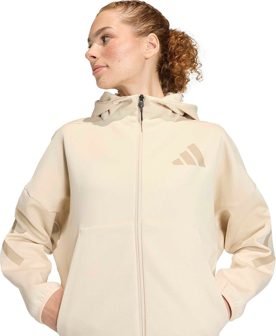 adidas Z.N.E. Full-Zip Kapüşonlu Kadın Bej Günlük Stil Eşofman Üstü KE4746 görsel 4