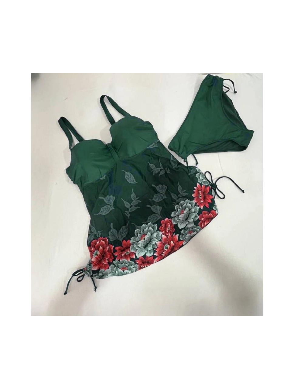 Hazelin Kadın Lacivert Çiçek Desenli Elbise Model Slipli Tankini HZL24S-LC4009 görsel 7