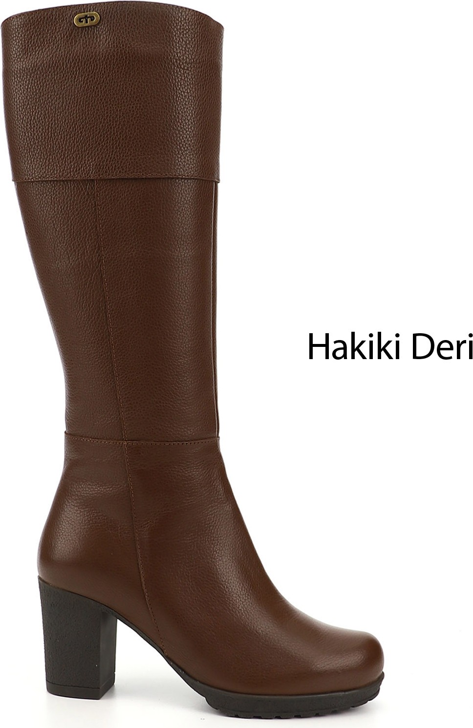 Gönderi(r) Kadın Bej Fermuarlı Kalın Topuklu Hakiki Deri Çizme