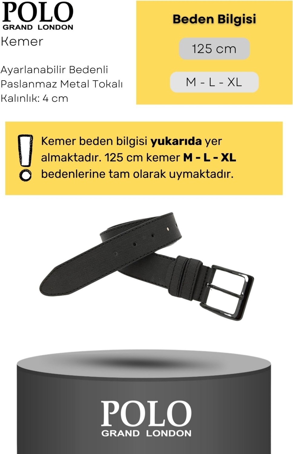 POLOGRAND London Polo Grand Polo London Erkek Cüzdan Kemer Seti 2'li Hediye Kutulu Siyah Deri Şık Tasarım görsel 5