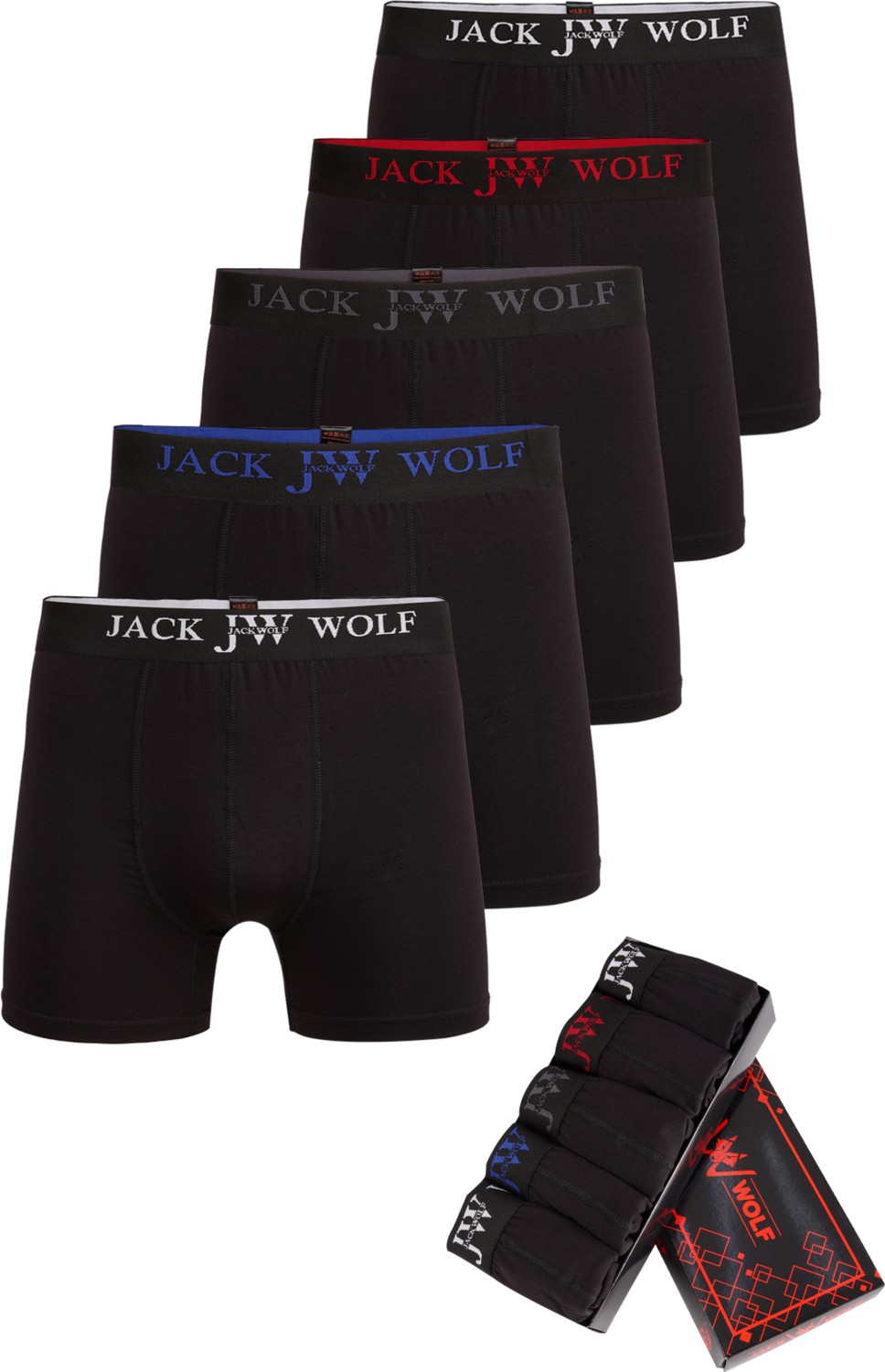Jack Wolf 5 Li Pack Pamuklu Likralı Erkek Boxer