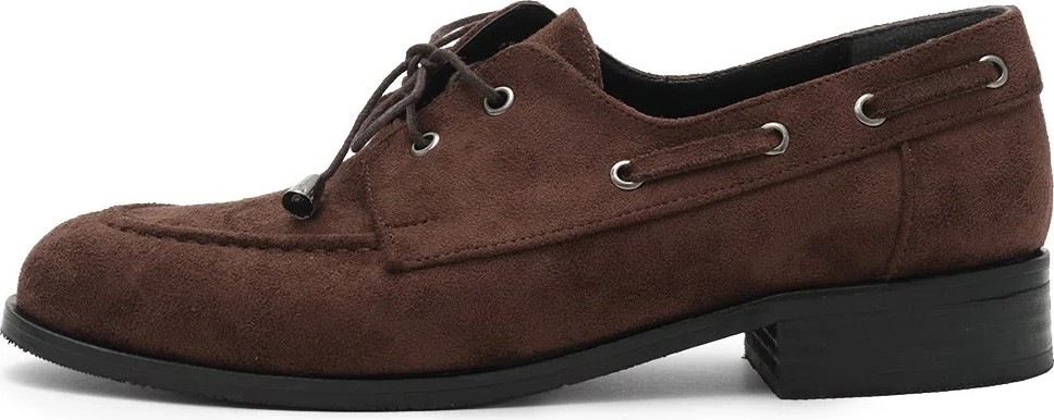 Mio Gusto Kahverengi Kuşgözü Detaylı Bağcıklı Kadın Loafer