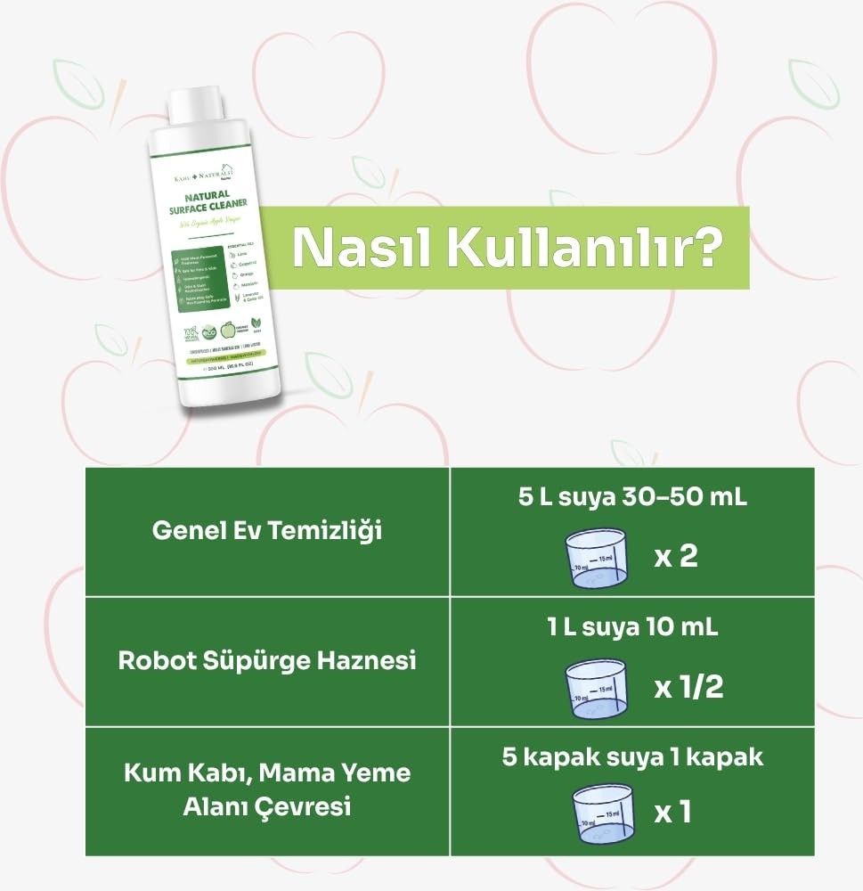 Die Grup Organik Elma SIRKELI%100 Doğal Çok Amaçlı Yüzey Temizleyici, Vegan, Çevre Dostu (500 Ml) görsel 5