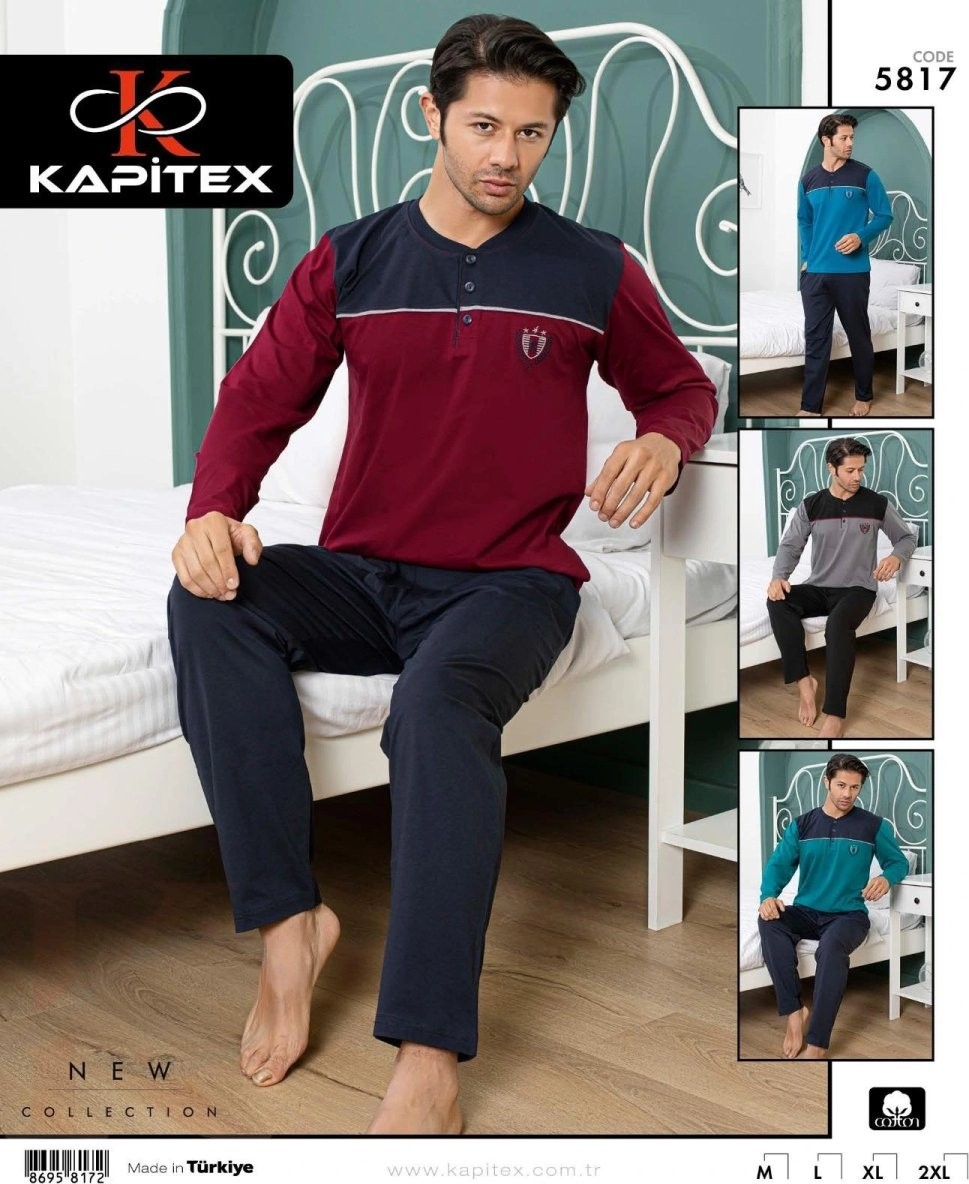 Melonika Kapitex 5817 Erkek Uzun Kol Düğme Yaka Pijama Takımı