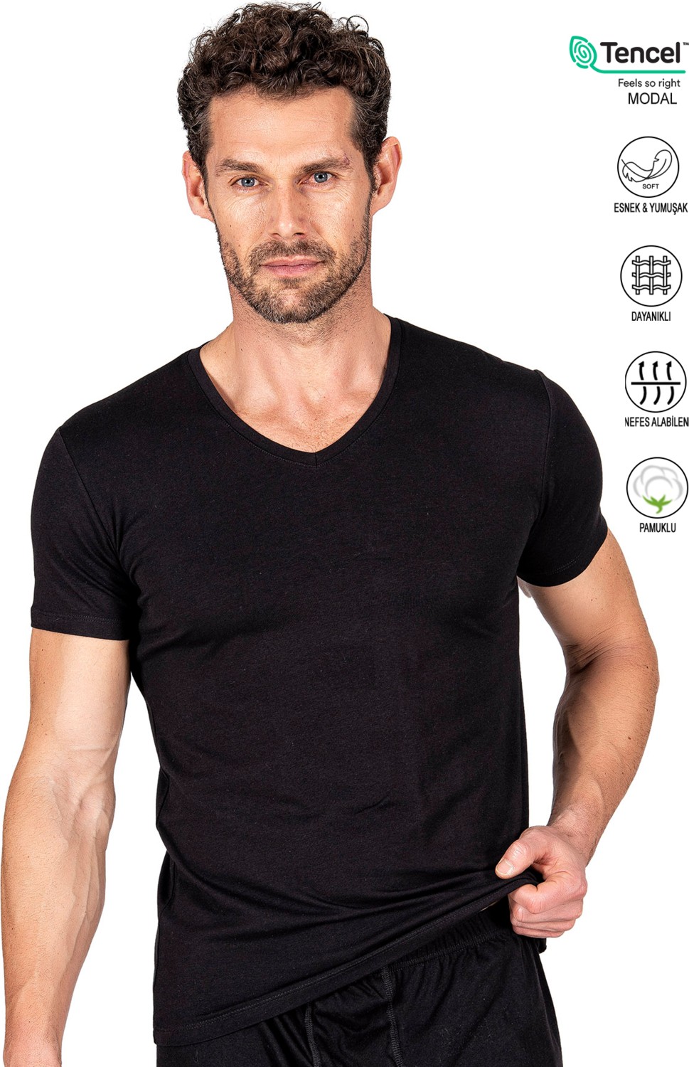 Özkan Underwear Özkan 11143 Erkek V Yaka Pamuklu Modal Tişört Fanila görsel 5